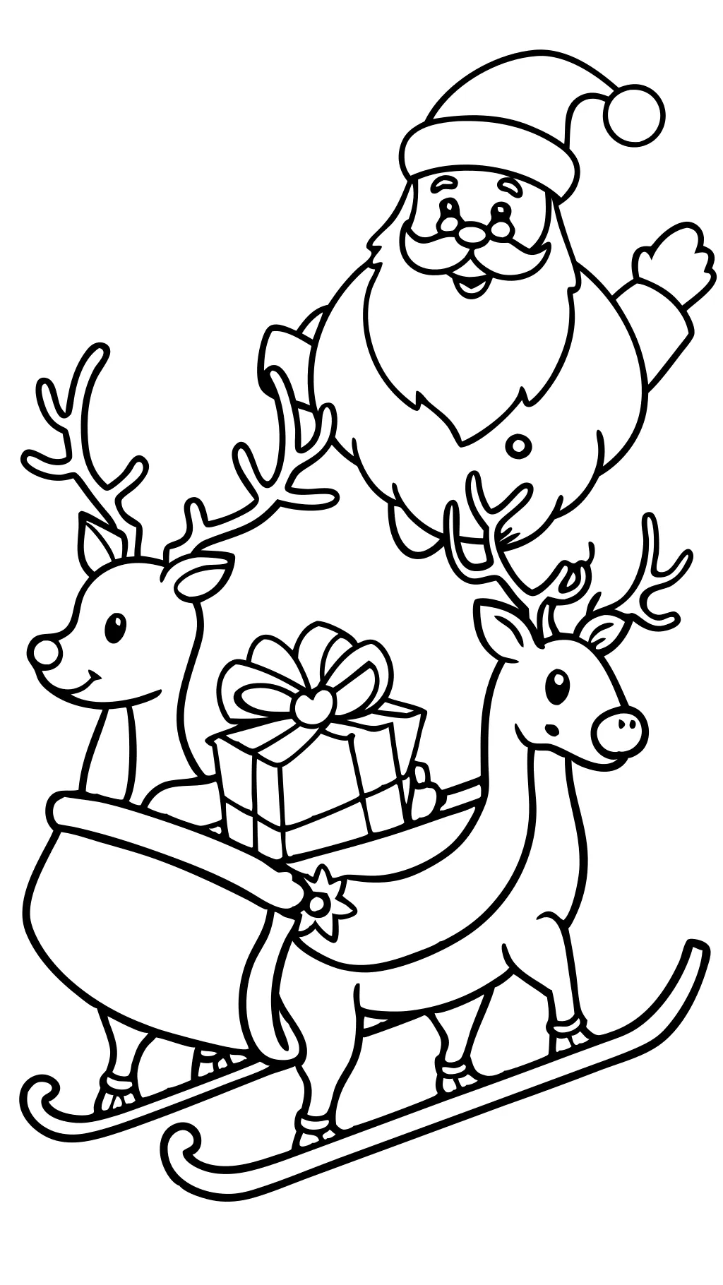 santa claus with reindeer coloring pages